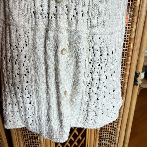 Cream Knit Sleeveless Cardigan by Cabin Creek - vintage size medium - Picture 3 of 5